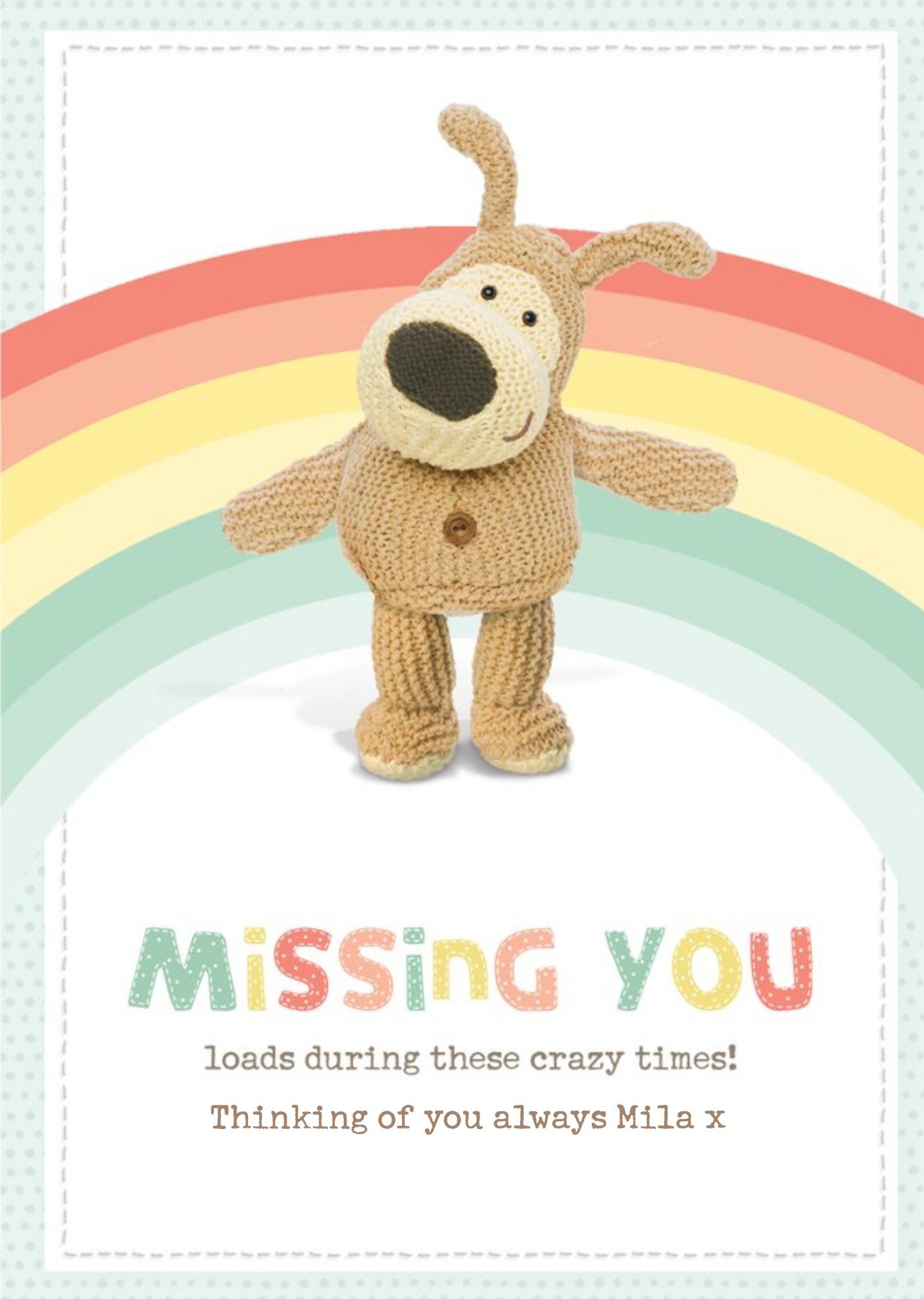 Boofle Missing You Loads Lockdown Social Distance Thinking Of You Card