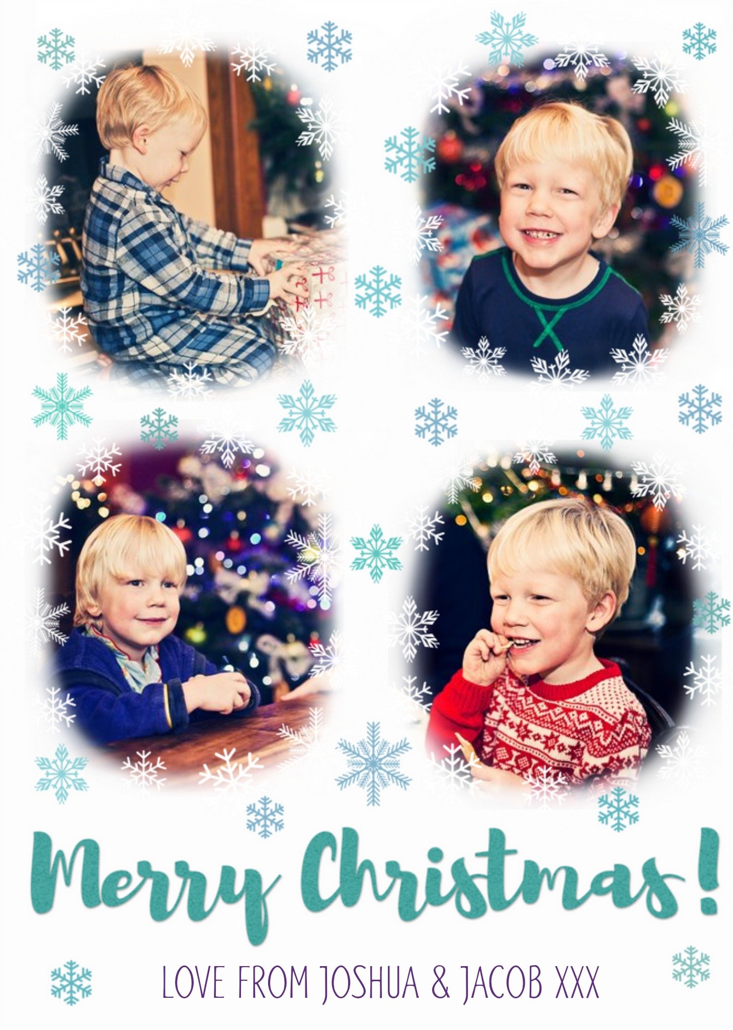Moonpig Snowflake 4 Photo Upload Christmas Card Ecard
