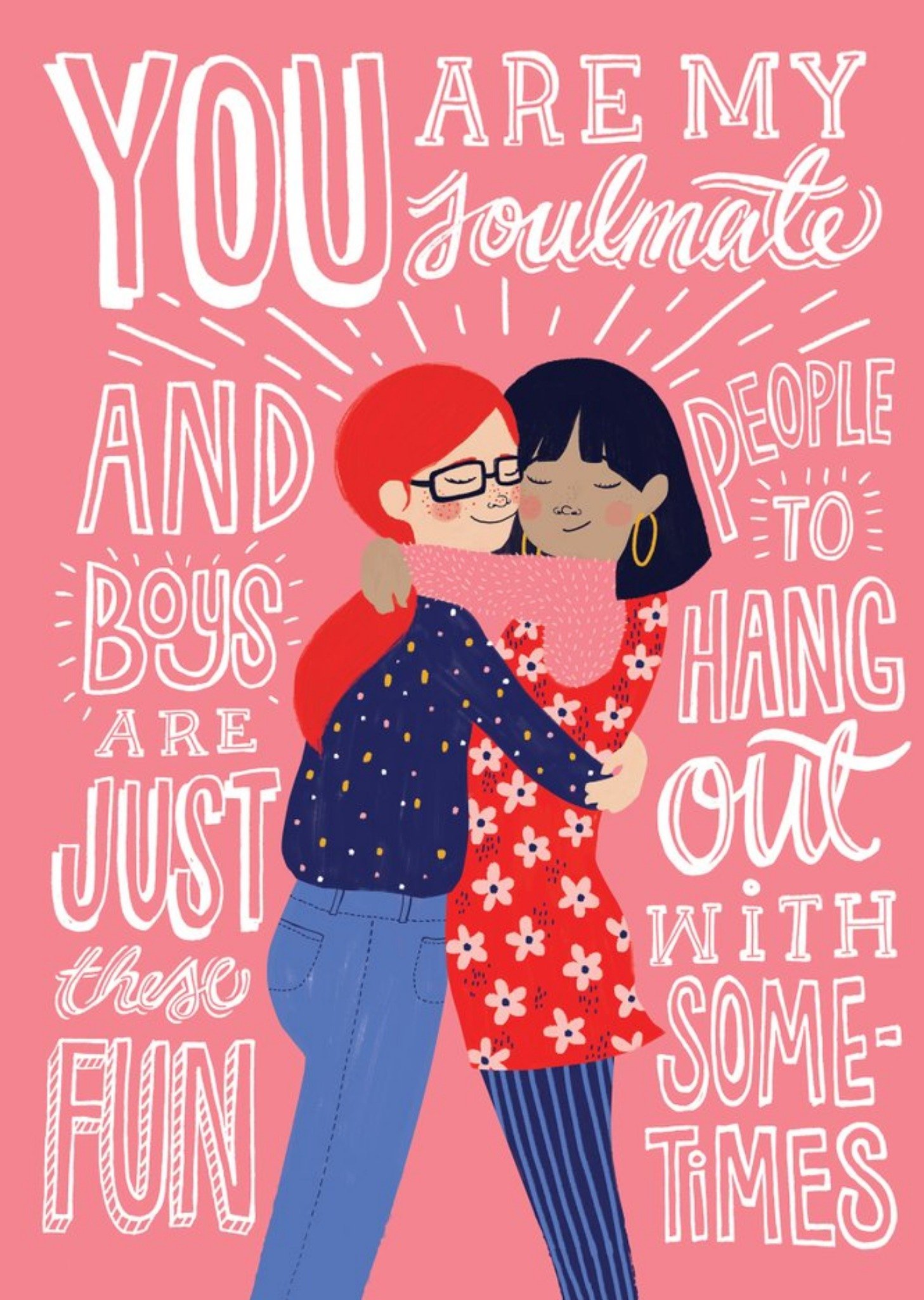 Cardy Club Soulmates Typographic Friendship Card, Large
