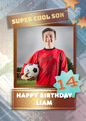 Super Cool Son Photo Upload 14th Birthday Card