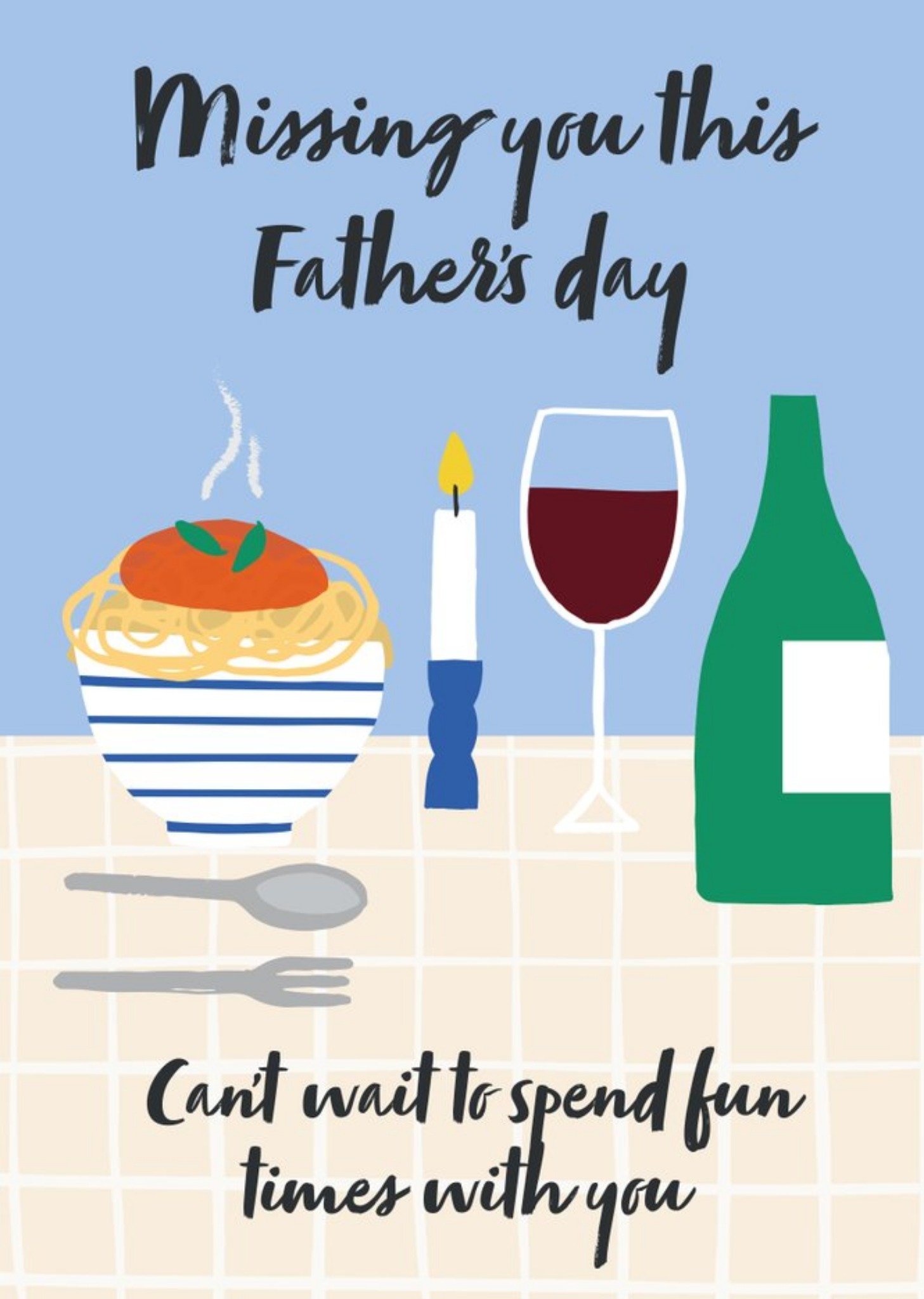 Illustrated Dinner Missing You This Father's Day Card Ecard