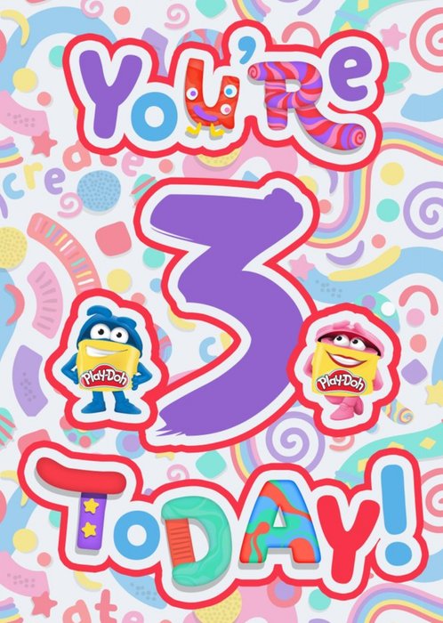 Play Doh Bright Fun 3 Today Birthday Card By Hasbro