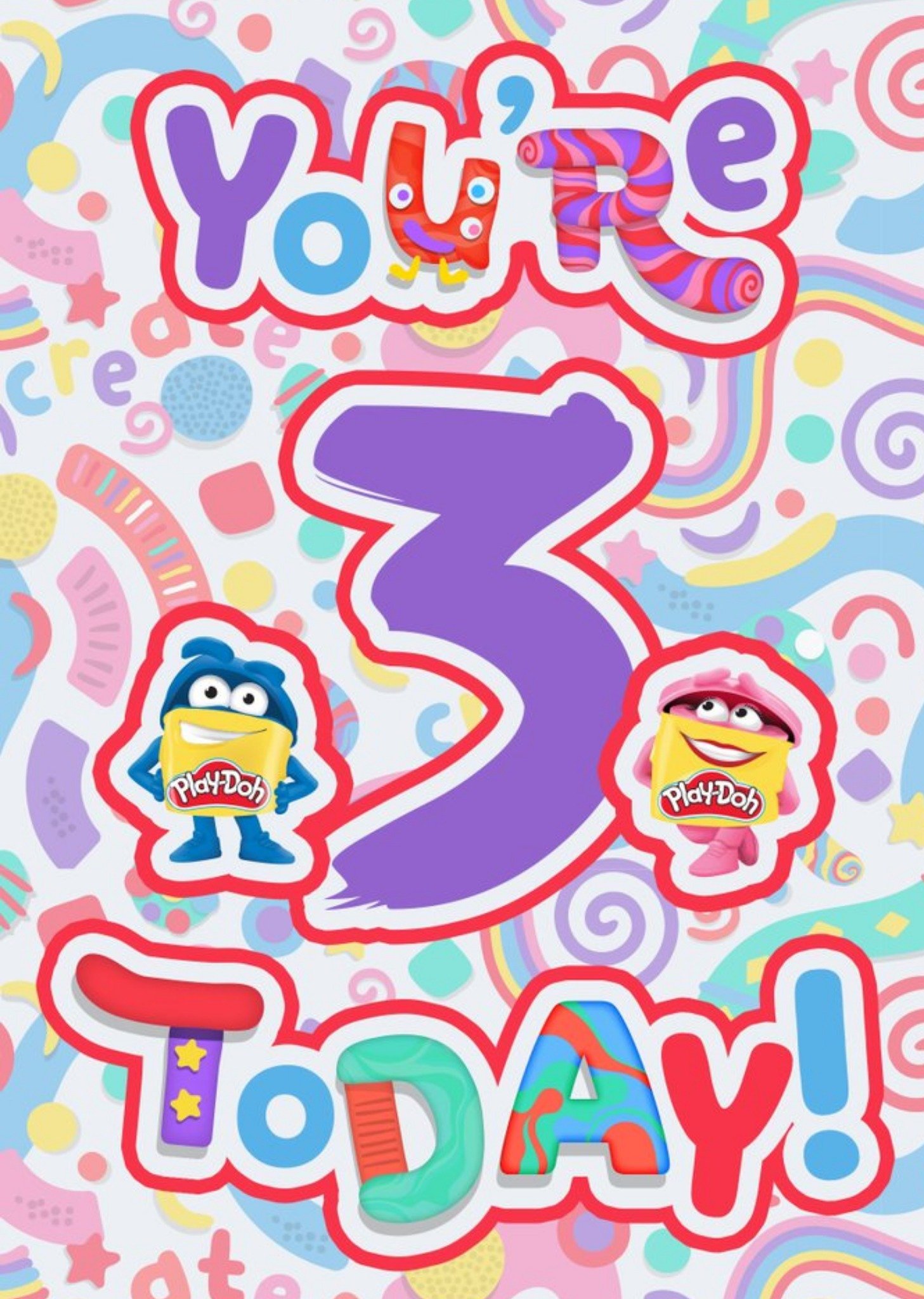 Moonpig Play Doh Bright Fun 3 Today Birthday Card By Hasbro Ecard