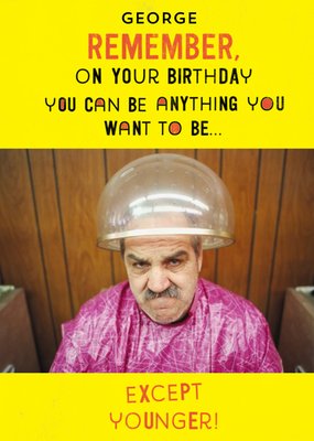 Funny Yellow Photo Upload Birthday Card
