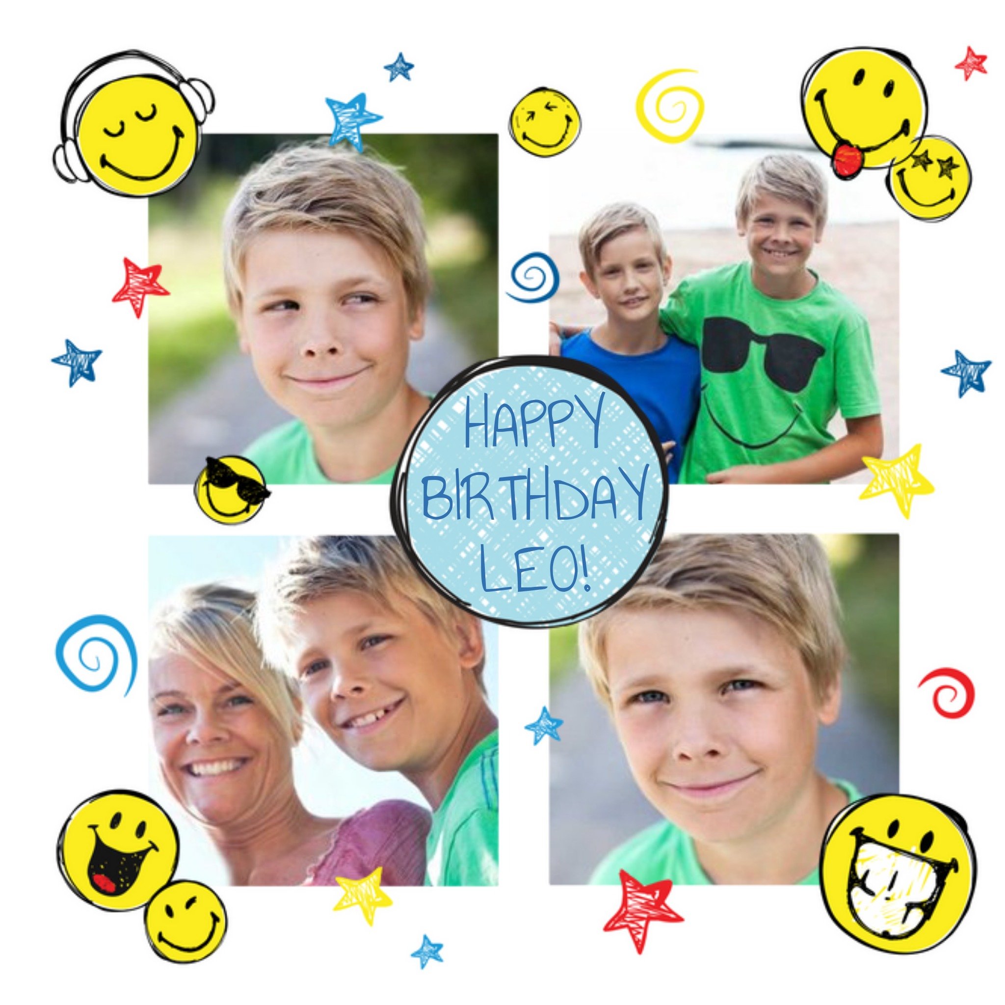 Other Smiley World Mutli Photo Upload Happy Birthday Card, Large