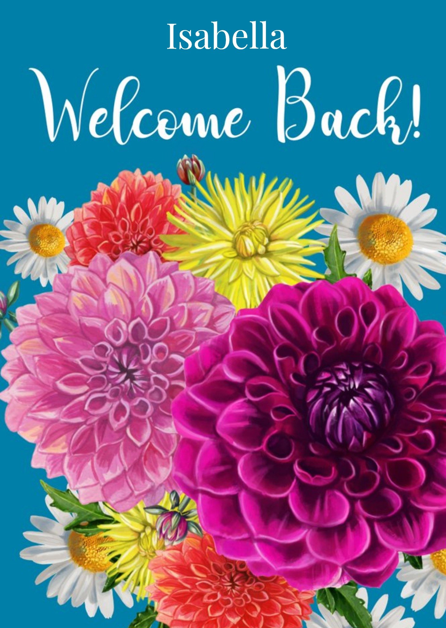 Bright Flowers Illustration Customisable Welcome Back Card Ecard