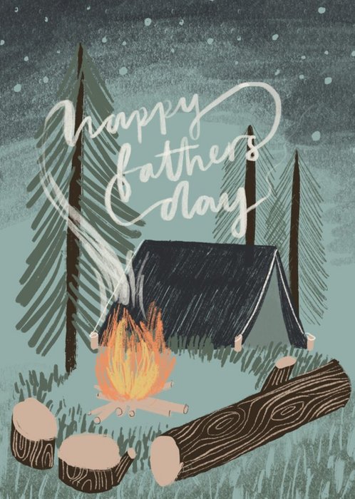 Illustrated Camping Scene Happy Father's Day Card