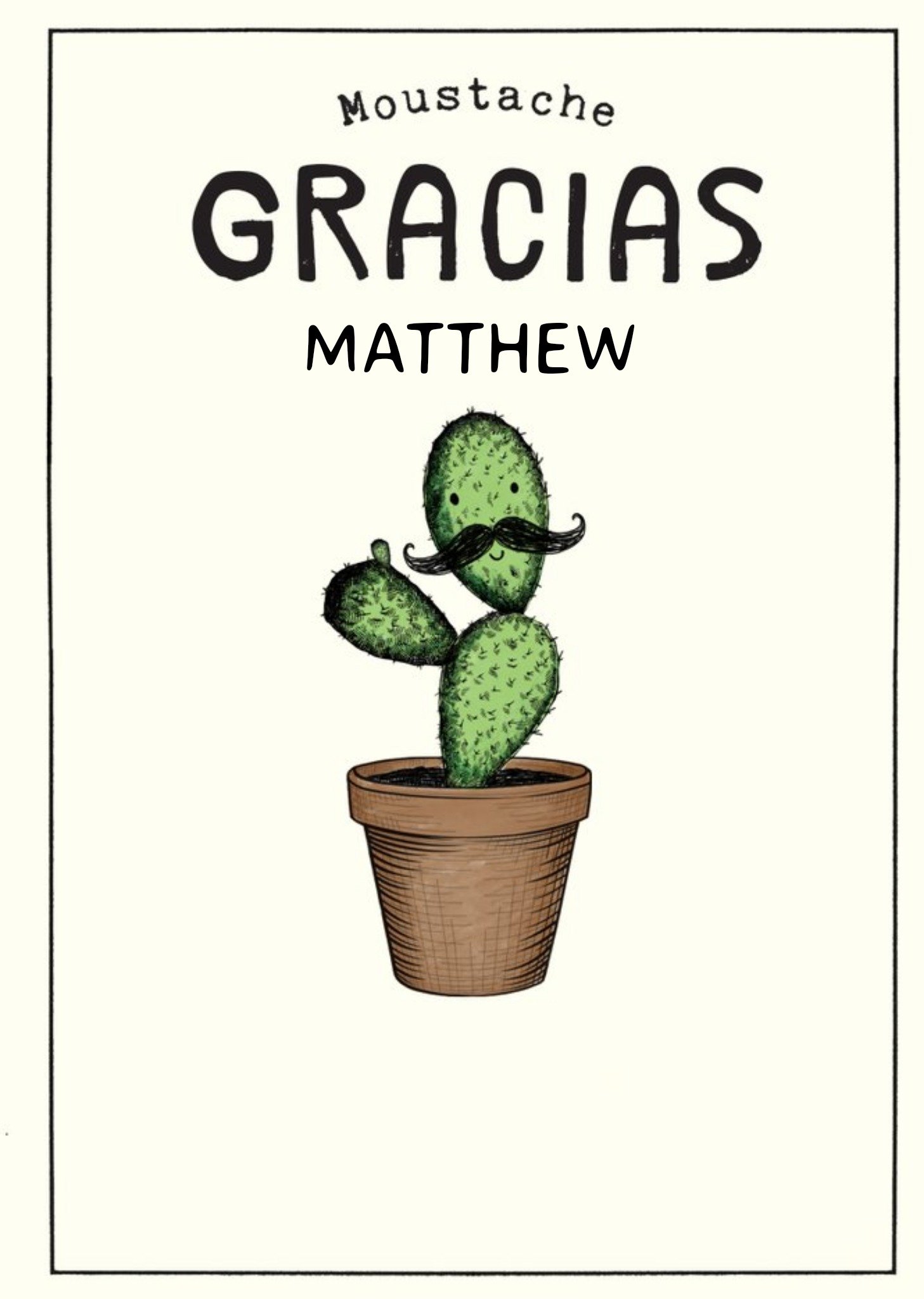 Moustache Gracias Thank You Card Ecard