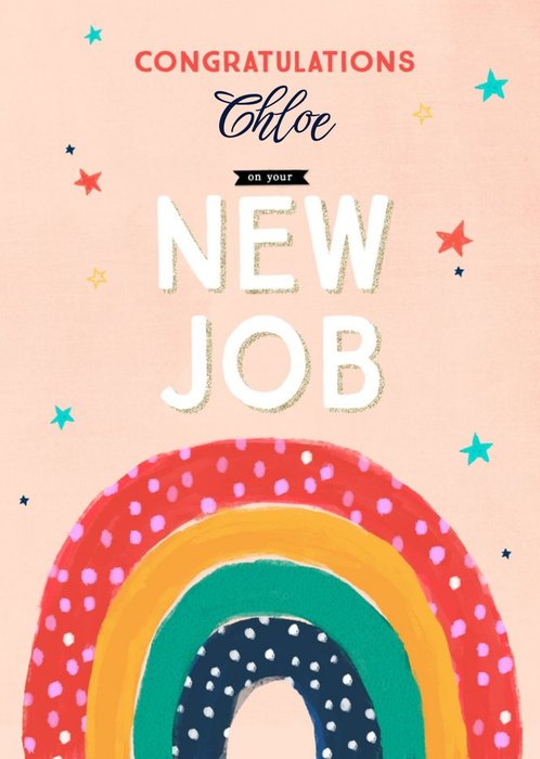 Bright Fun Illustrated Congratulations New Job Customisable Card