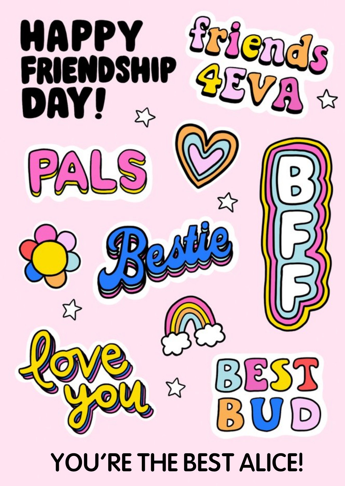 Moonpig Happy Friendship Day Sticker Style Card, Large