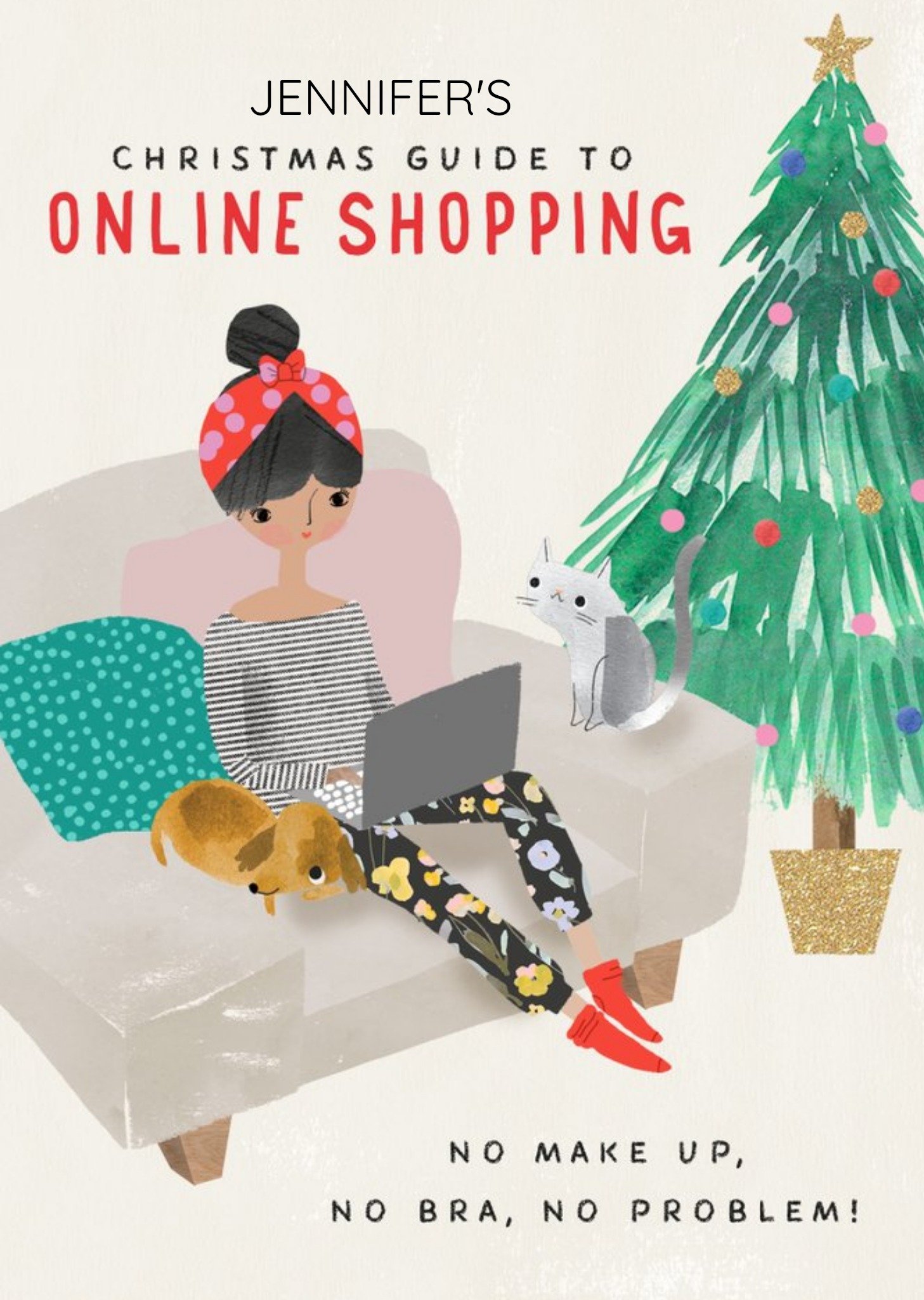 Moonpig Christmas Guide To Online Shopping Funny Cute Card, Large