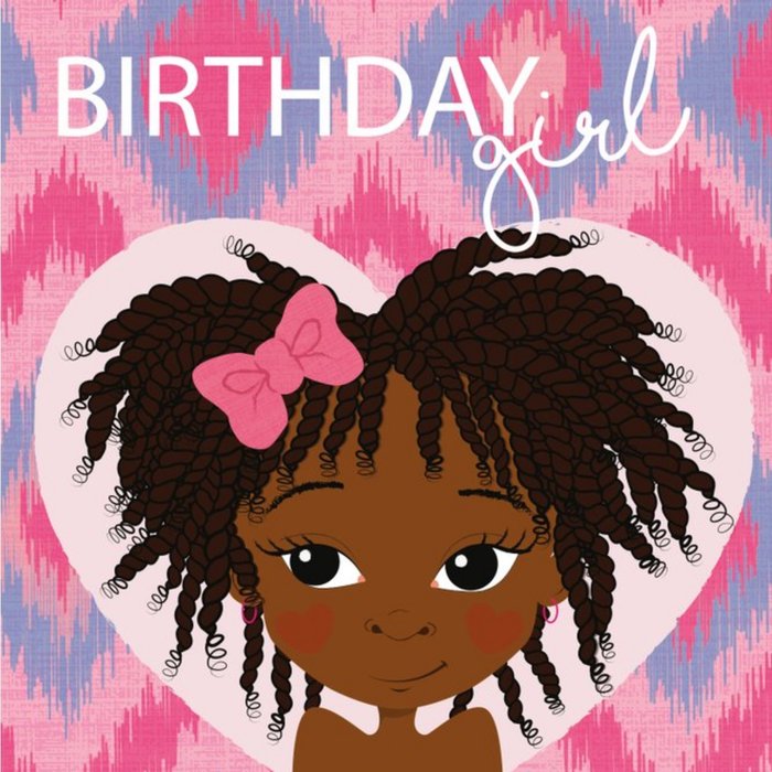 Happy Birthday Pretty Black Girl Pink Heart Card