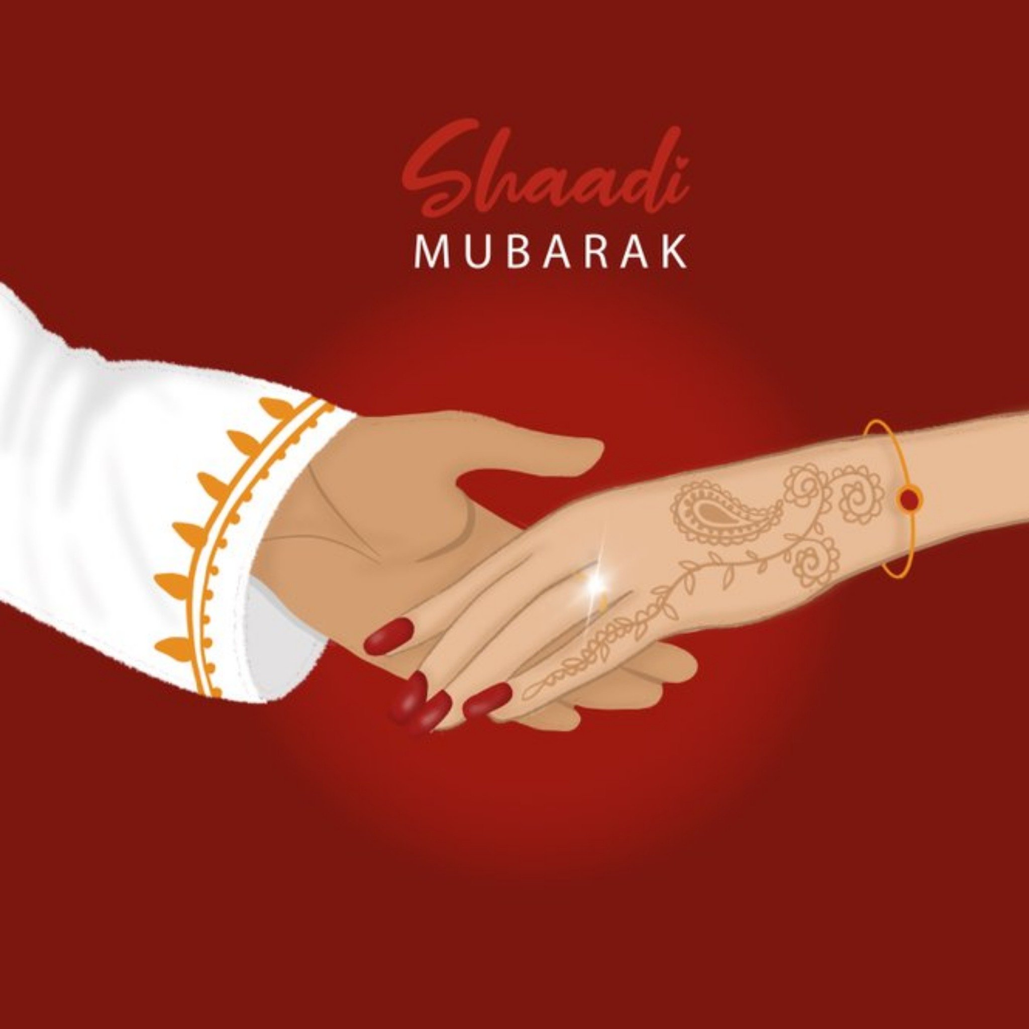 Roshah Designs Illustrated Shaadi Mubarak Wedding Card, Square