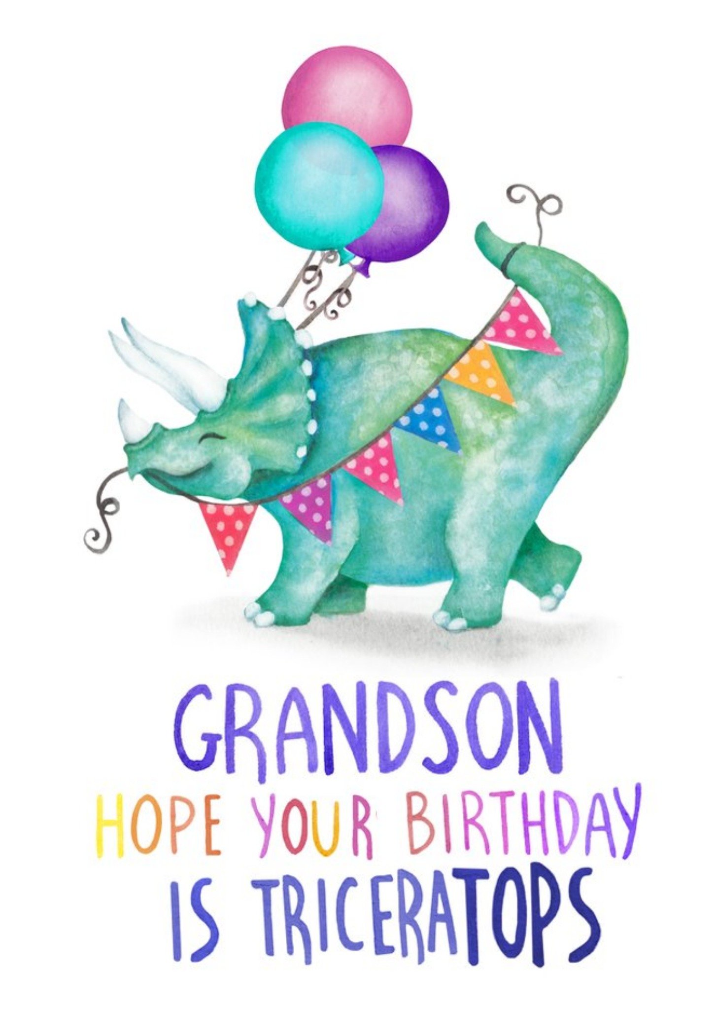 Cute Dinosaur Grandson Hope Your Birthday Is Triceratops Card