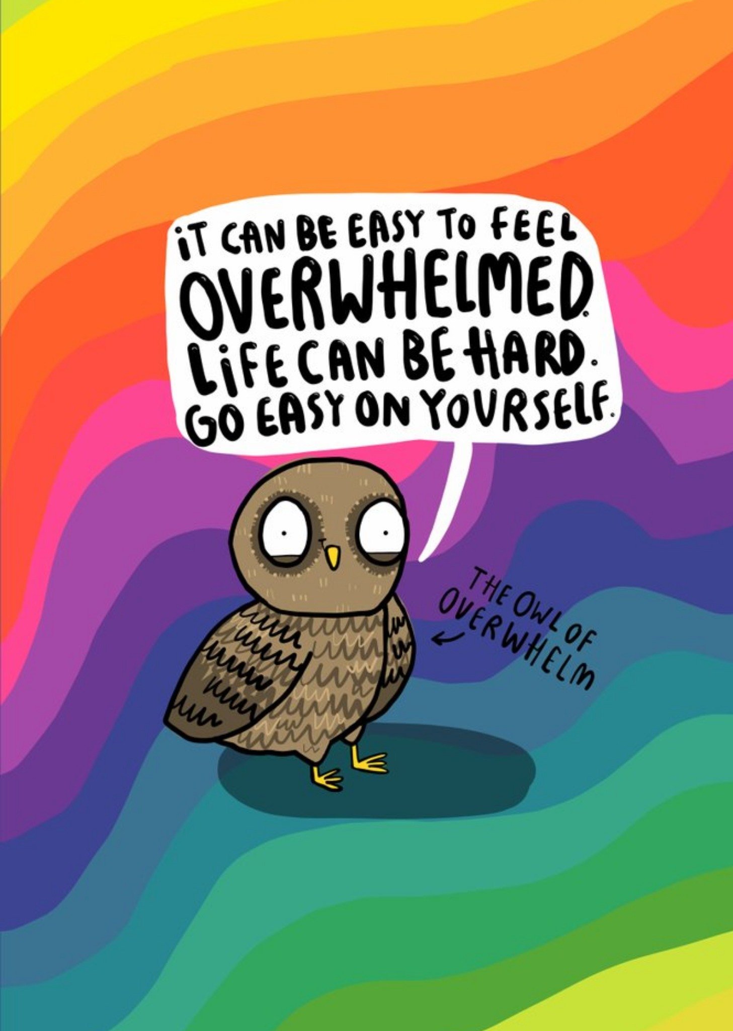 Moonpig The Owl Of Overwhelm Funny Cute Card, Large