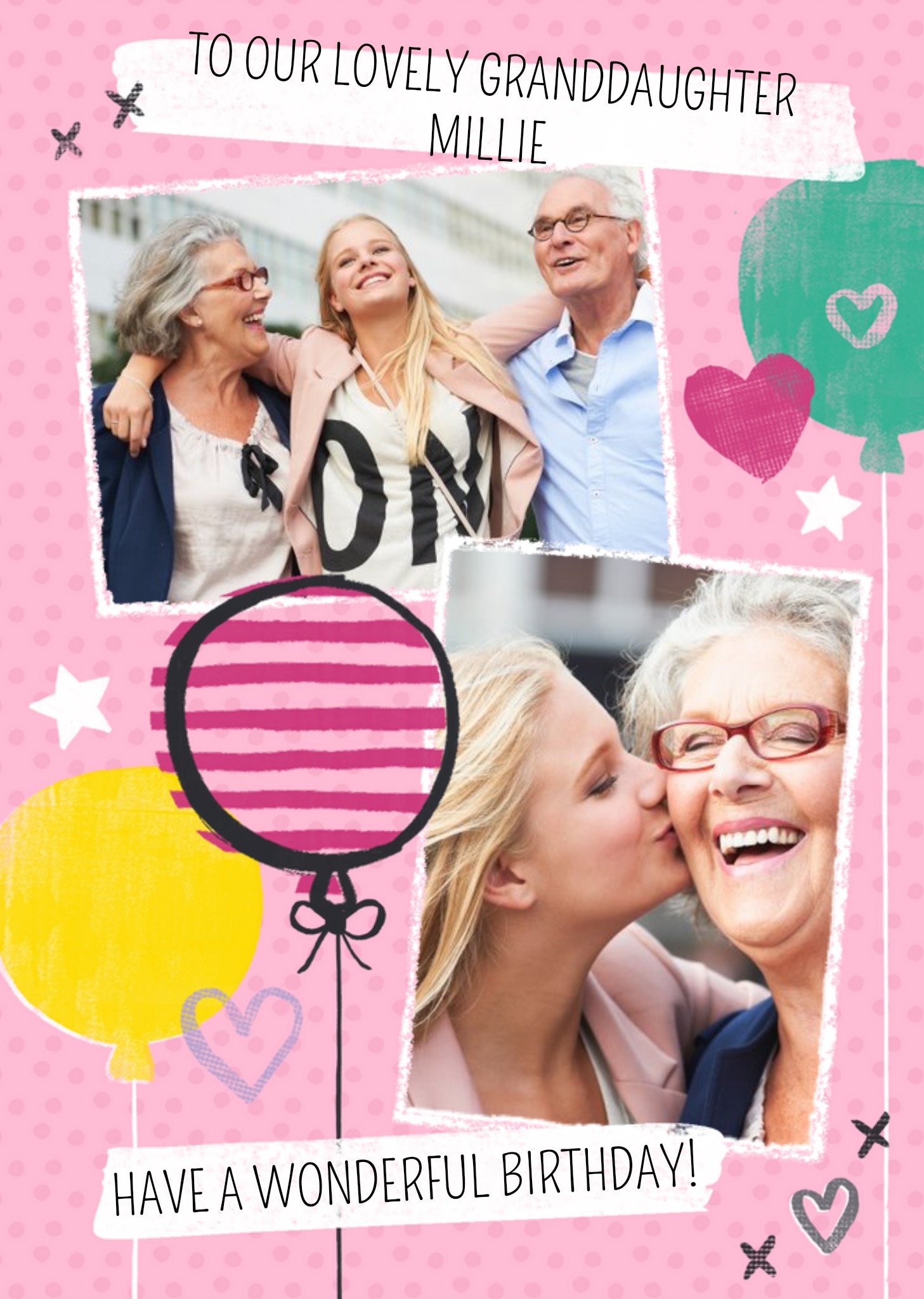 Moonpig Bright Balloons Happy Birthday Granddaughter Photo Card Ecard