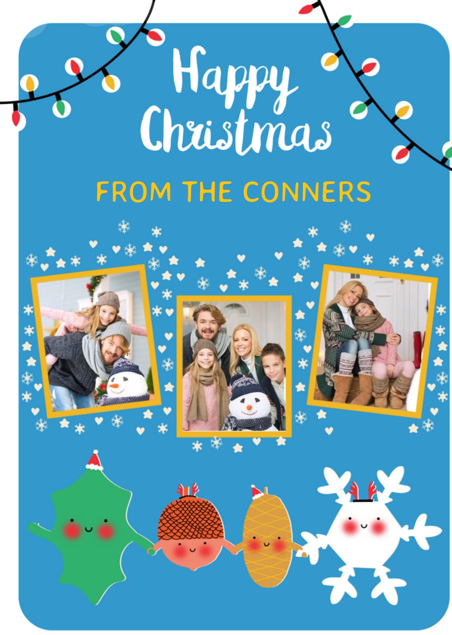 Moonpig Little Acorns Happy Christmas Photo Upload Personalised From The Family Christmas Card, Larg