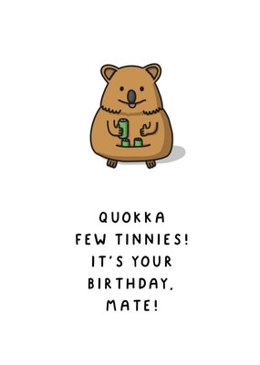 Illustration Of A Quokka Enjoying A Beer Humorous Birthday Card