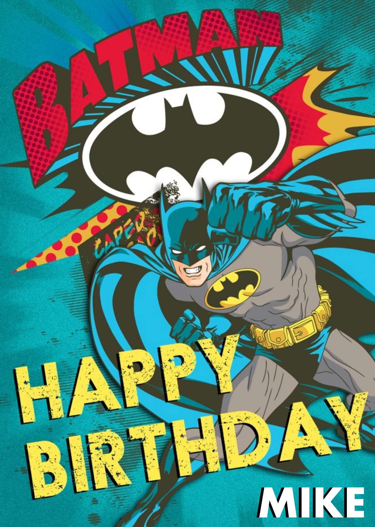 Blue Batman And Bat Signal Personalised Birthday Card, Large