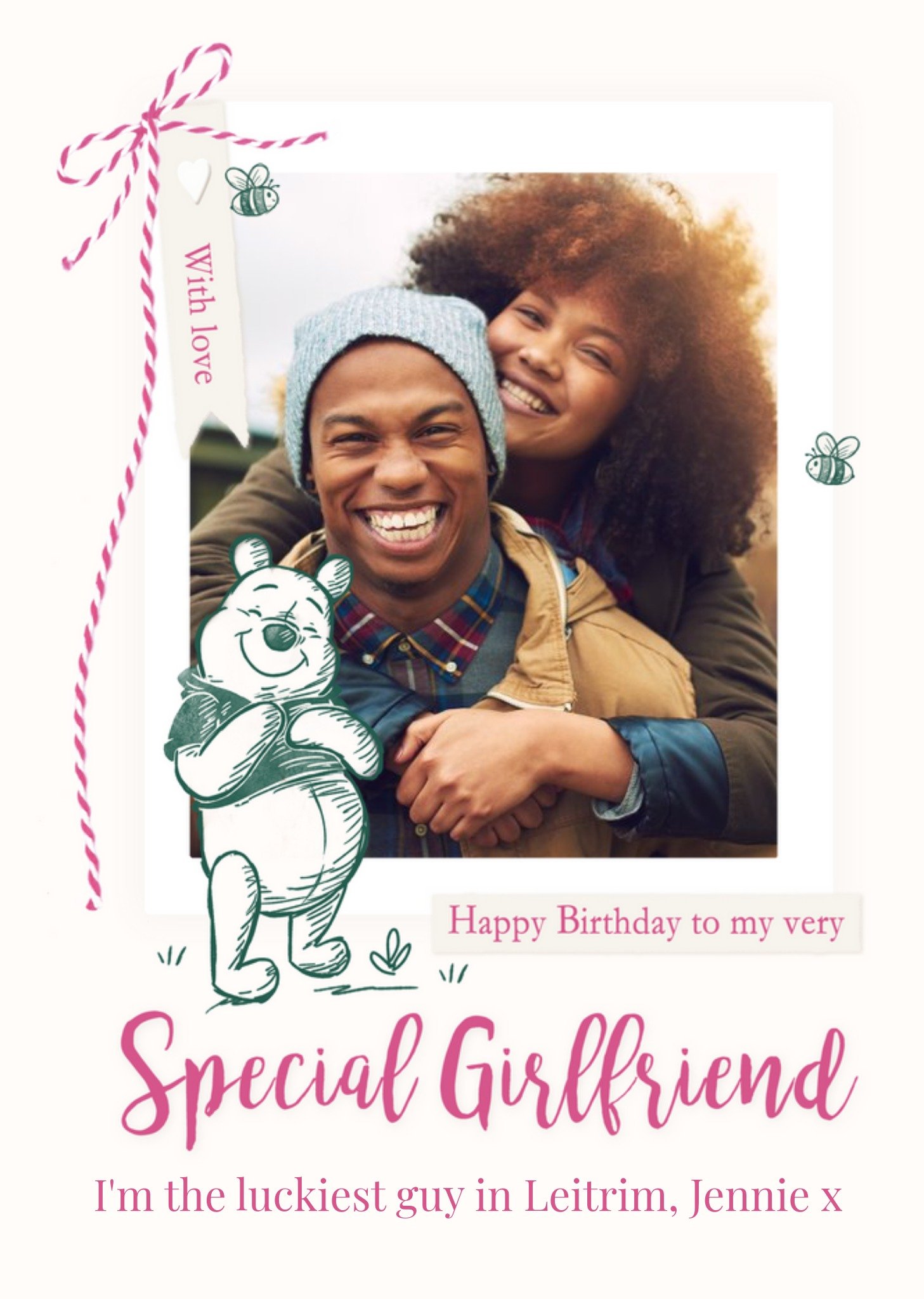 Disney Cute Winnie The Pooh Special Girlfriend Photo Upload Birthday Card Ecard