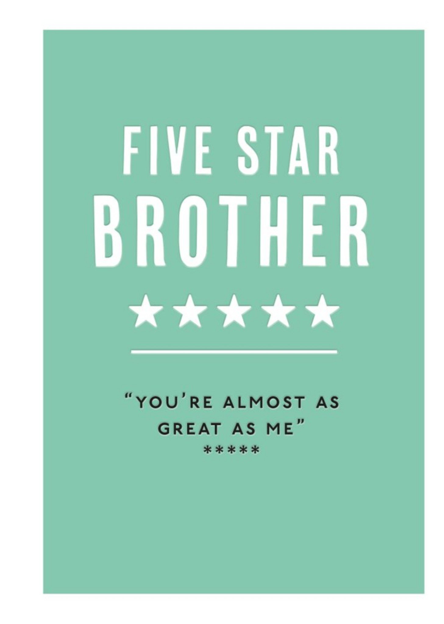 Moonpig Mungo And Shoddy Funny Typographic Five Star Brother Birthday Card, Large