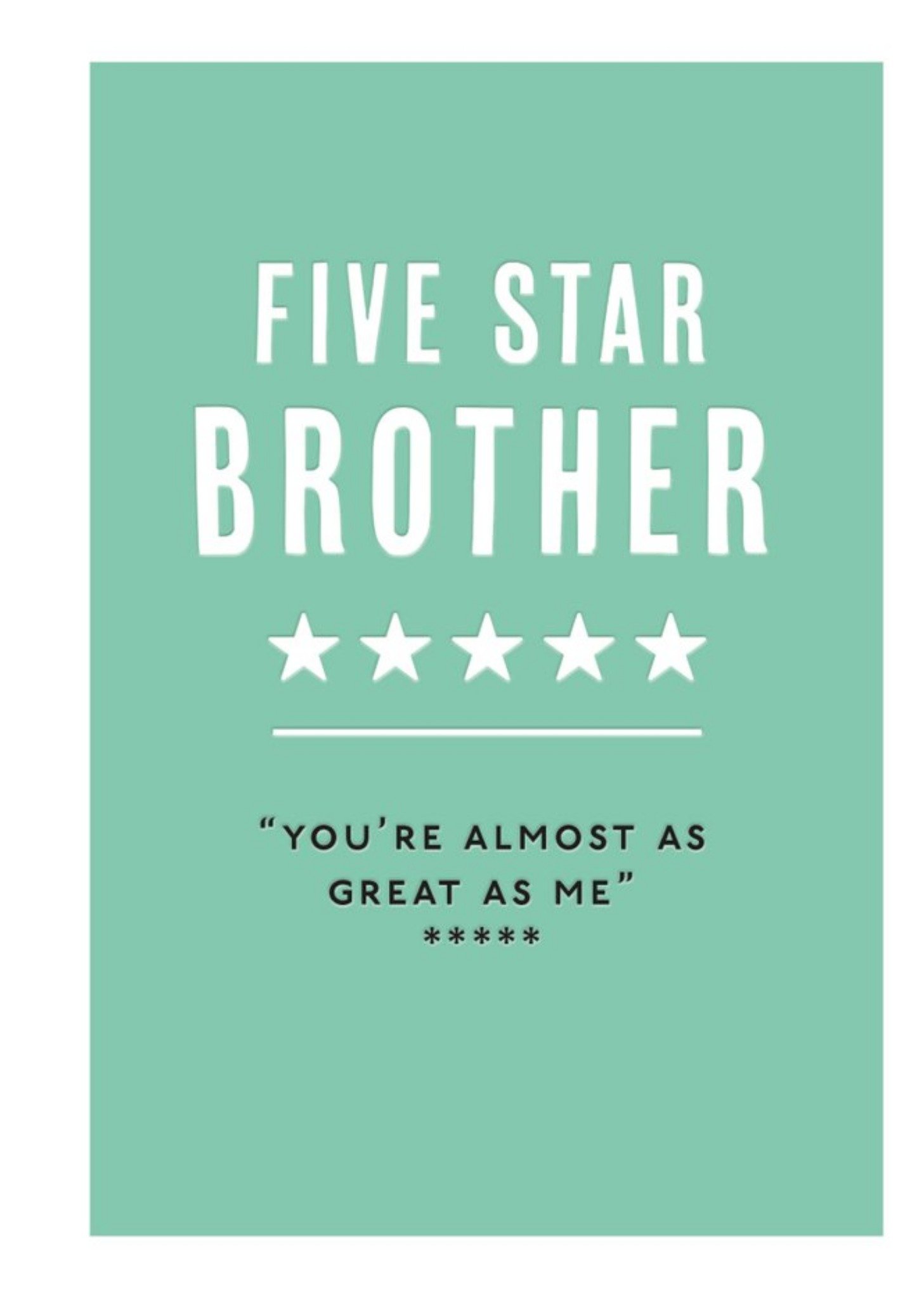 Mungo And Shoddy Funny Typographic Five Star Brother Birthday Card Ecard