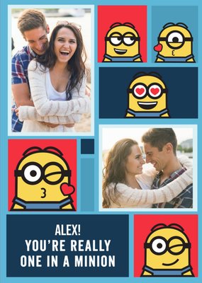 Despicable Me Minions You're Really One In A Minion Photo Upload Anniversary Card