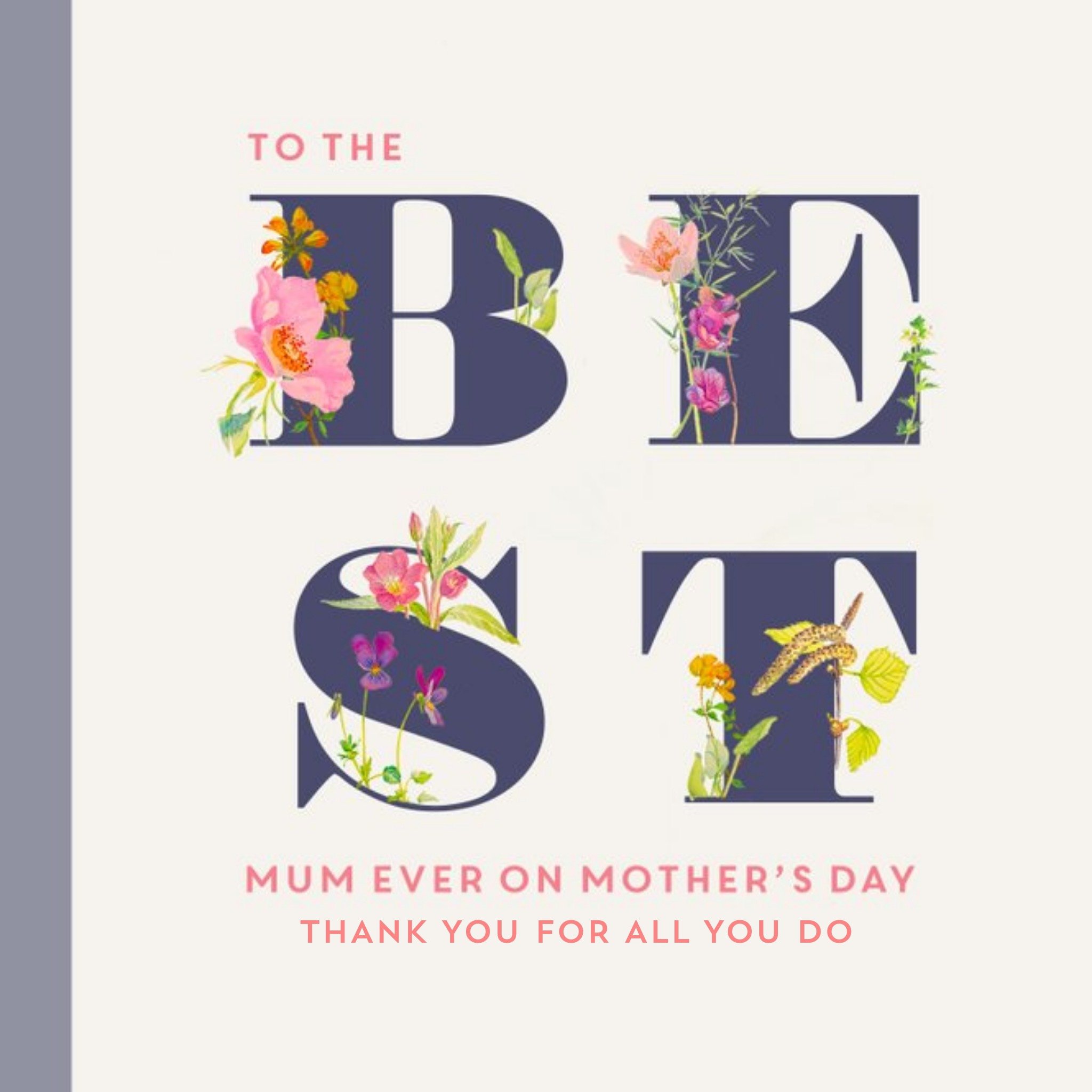 Edwardian Lady Best Mum Ever Floral Mother's Day Card, Square