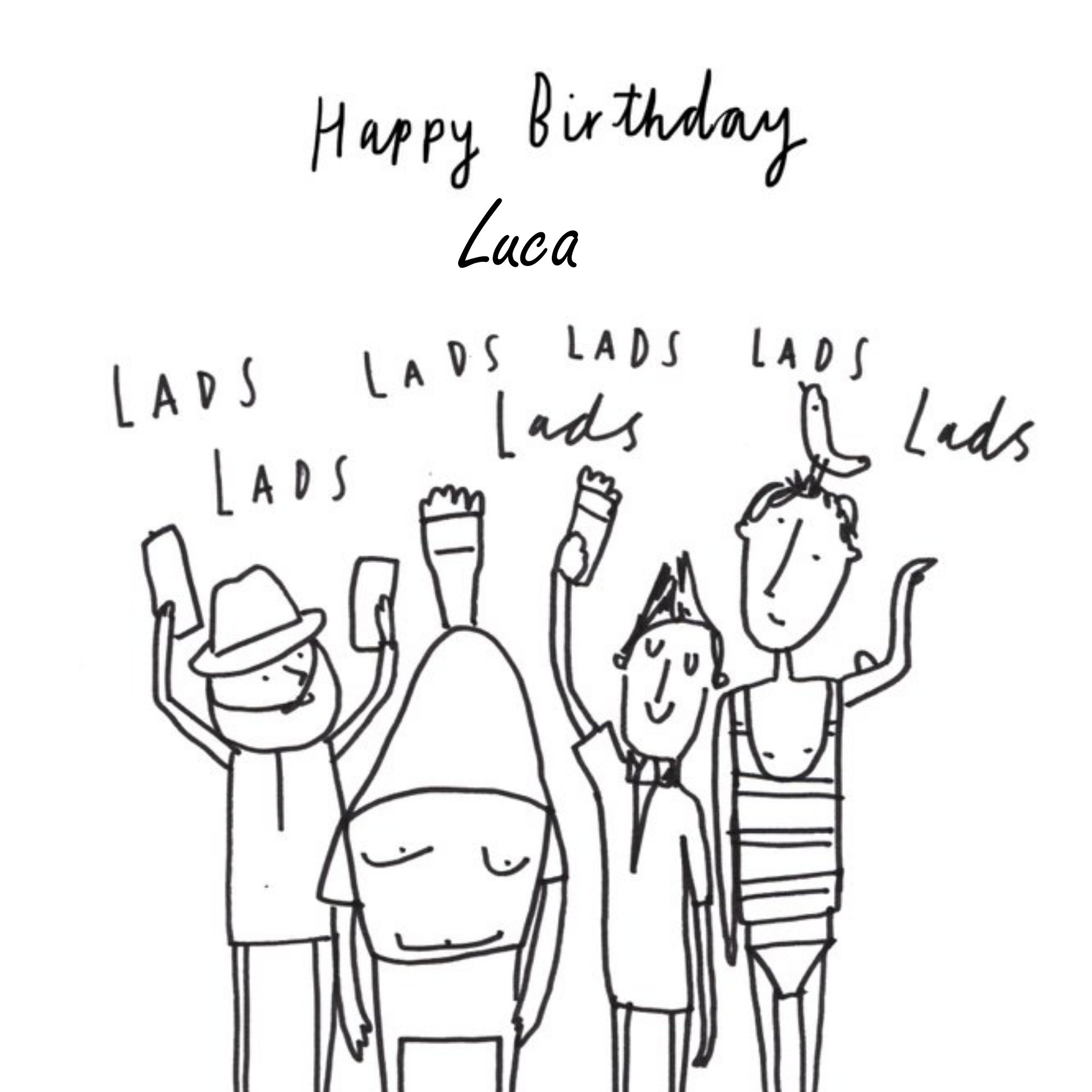 Moonpig Lads, Lads, Lads Personalised Happy Birthday Card, Large
