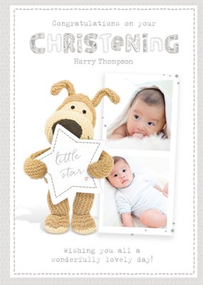 Cute Photo Upload Boofle Christening Card