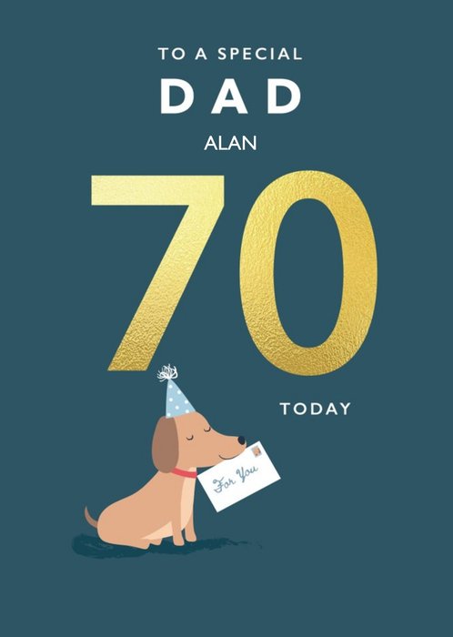 Klara Hawkins Cute Sausage Dog Special Dad 70th Birthday Card