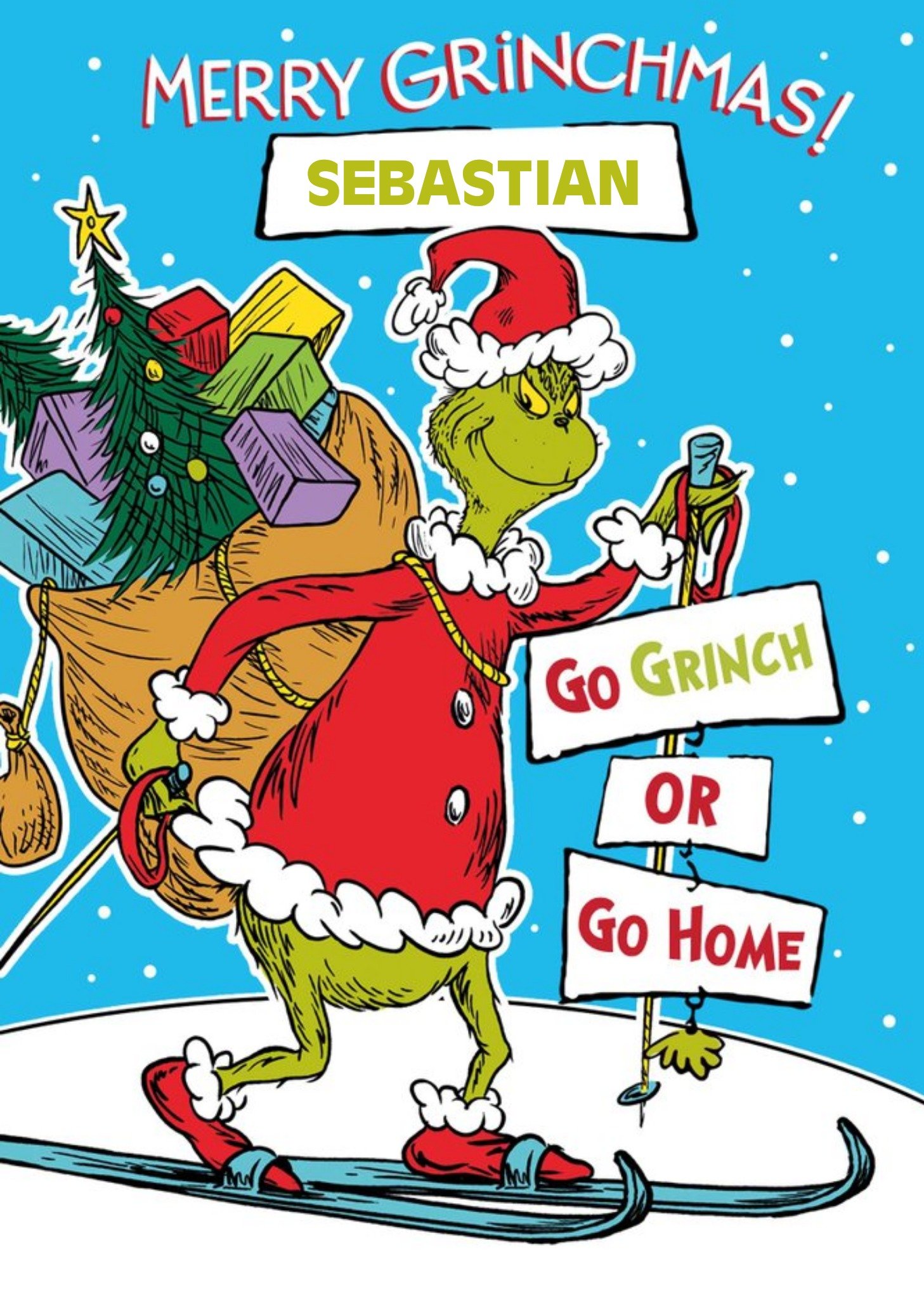 Moonpig The Grinch Dr. Seuss Go Grinch Or Go Home Christmas Card, Large