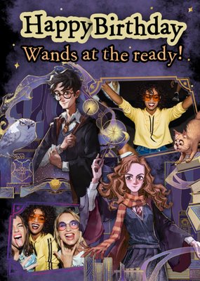 Harry Potter Wands At The Ready Photo Upload Birthday Card