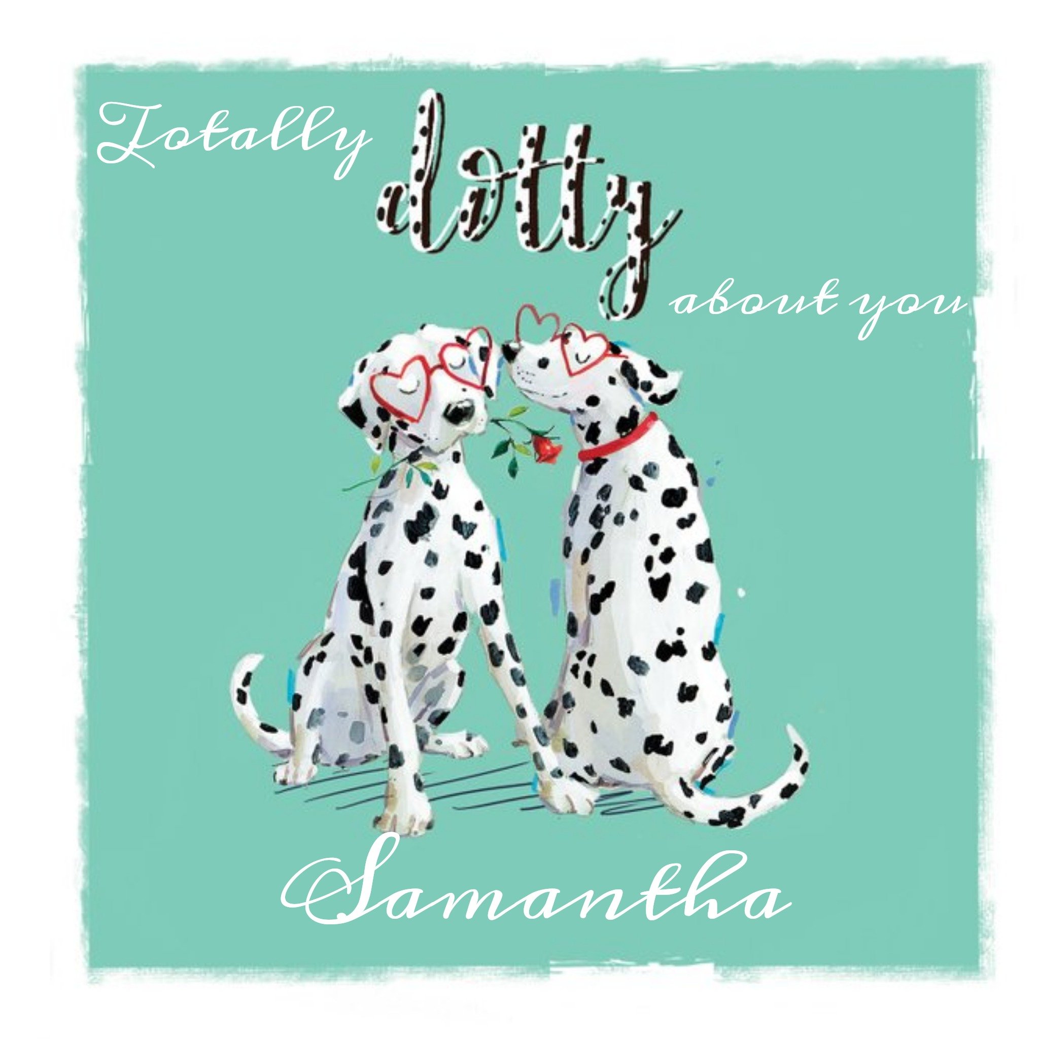 Ling Design Cute Dalmatian Dogs Totally Dotty About You Valentines Day Card, Large
