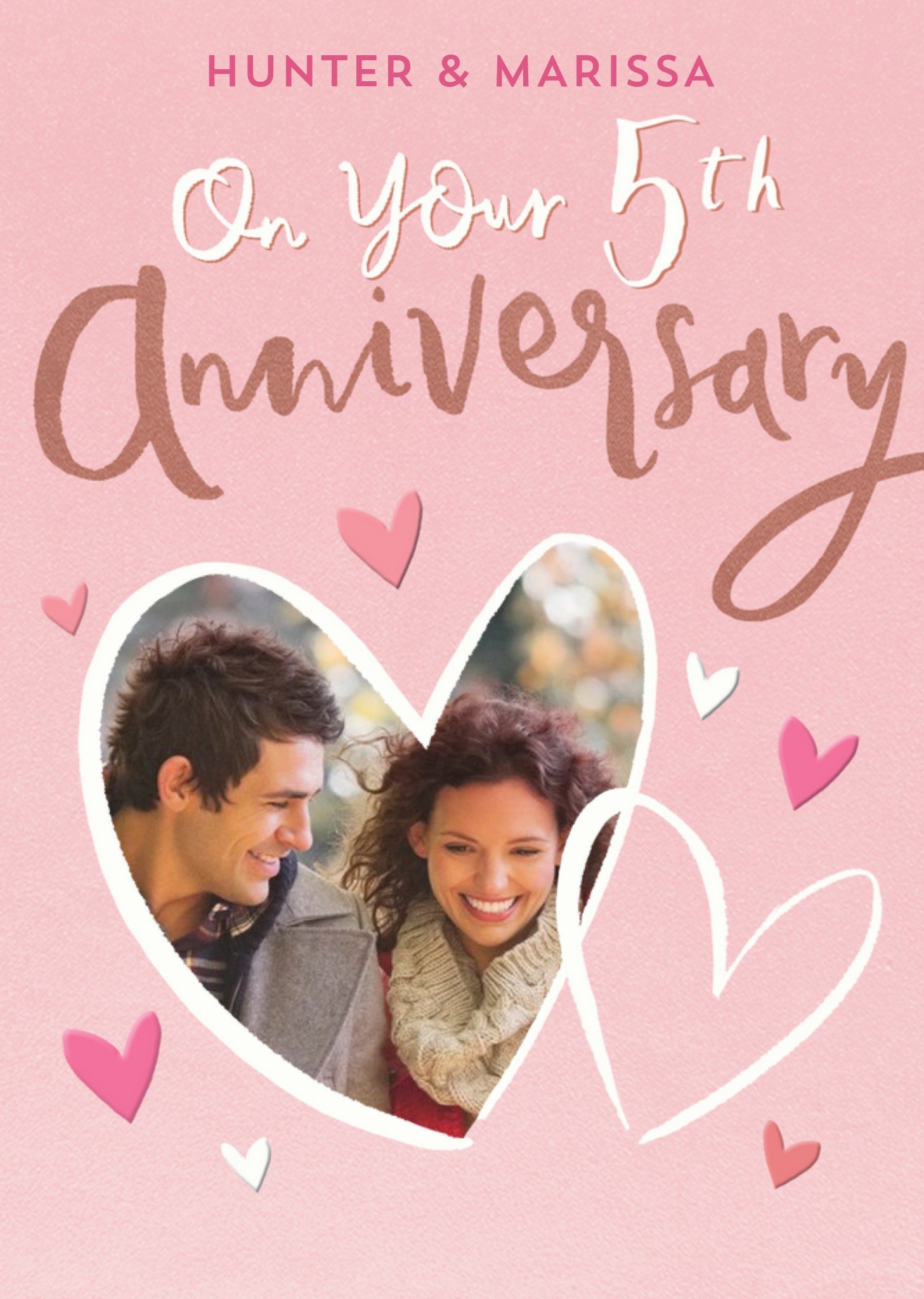 Photo Upload Hearts Editable Anniversary Card