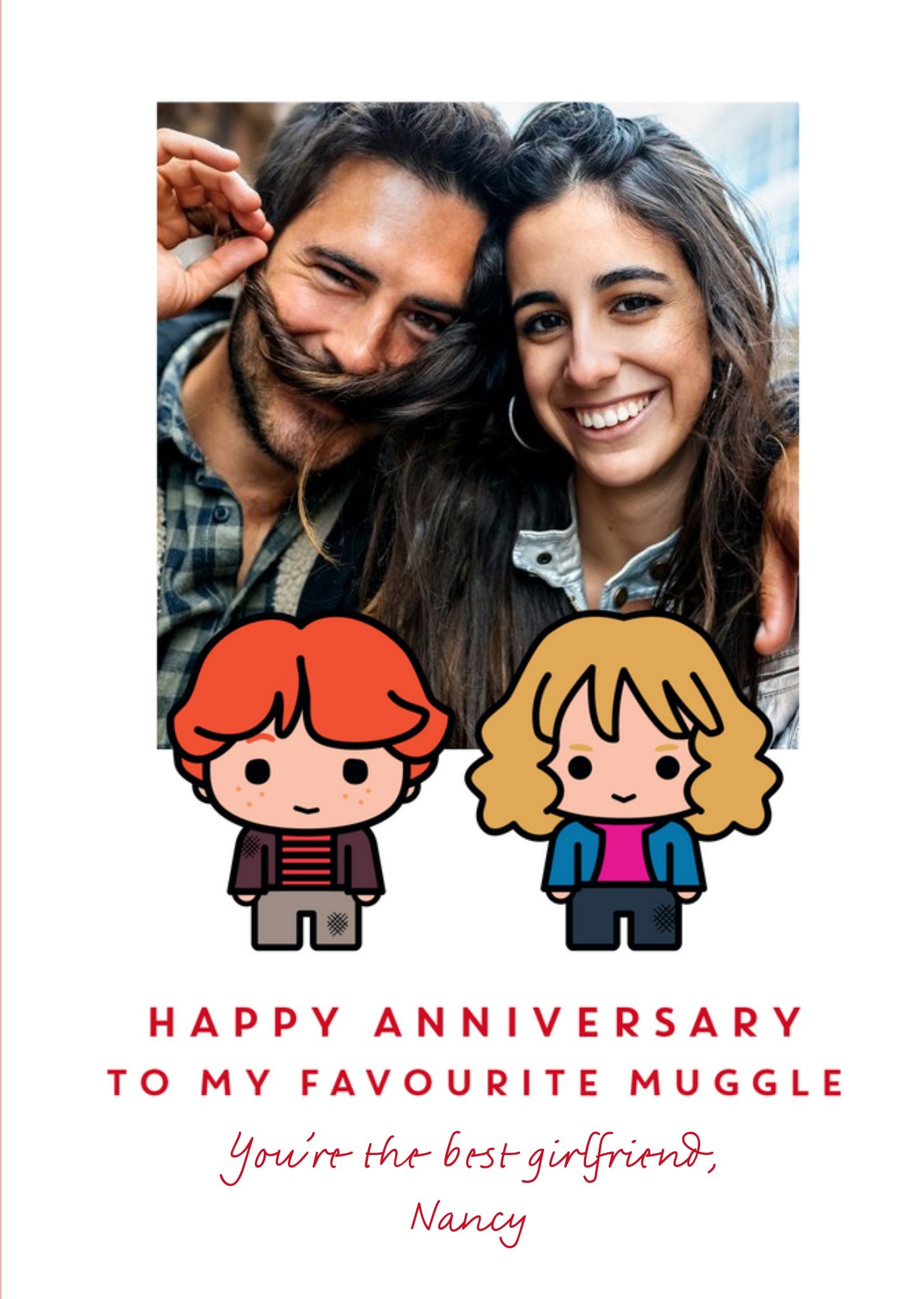 Harry Potter Cartoon Anniversary Photo Upload Girlfriend Card