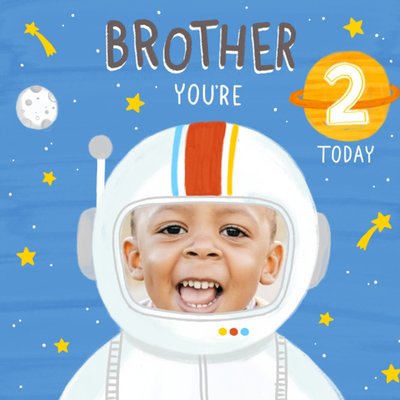 Cute Brother Space Photo Upload 2 Today Birthday Card