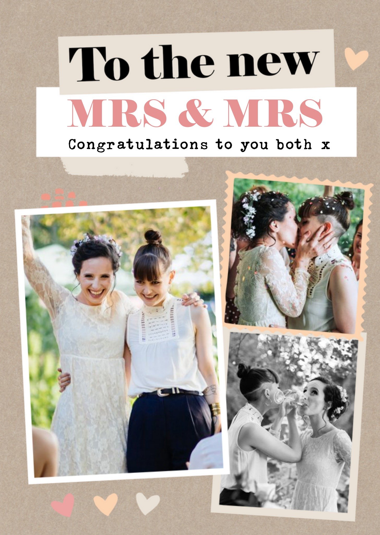 Moonpig To The New Mrs & Mrs Framed Photo Upload Congratulations Wedding Card, Large