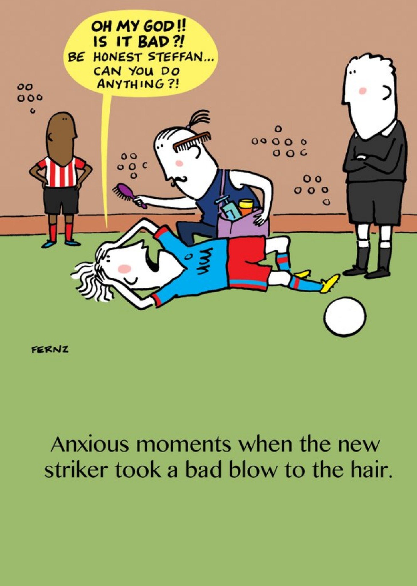 Anxious Moments When The New Striker Took A Bad Blow To The Hair Card Ecard