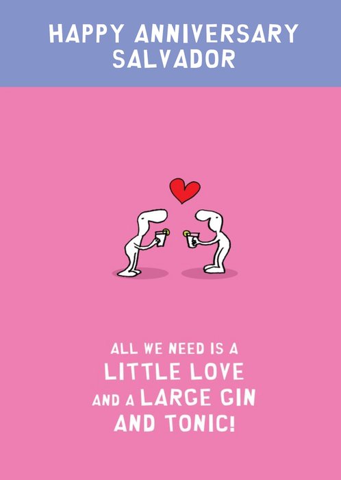 Humorous Harold's Planet Characters Drinking Gin Anniversary Card