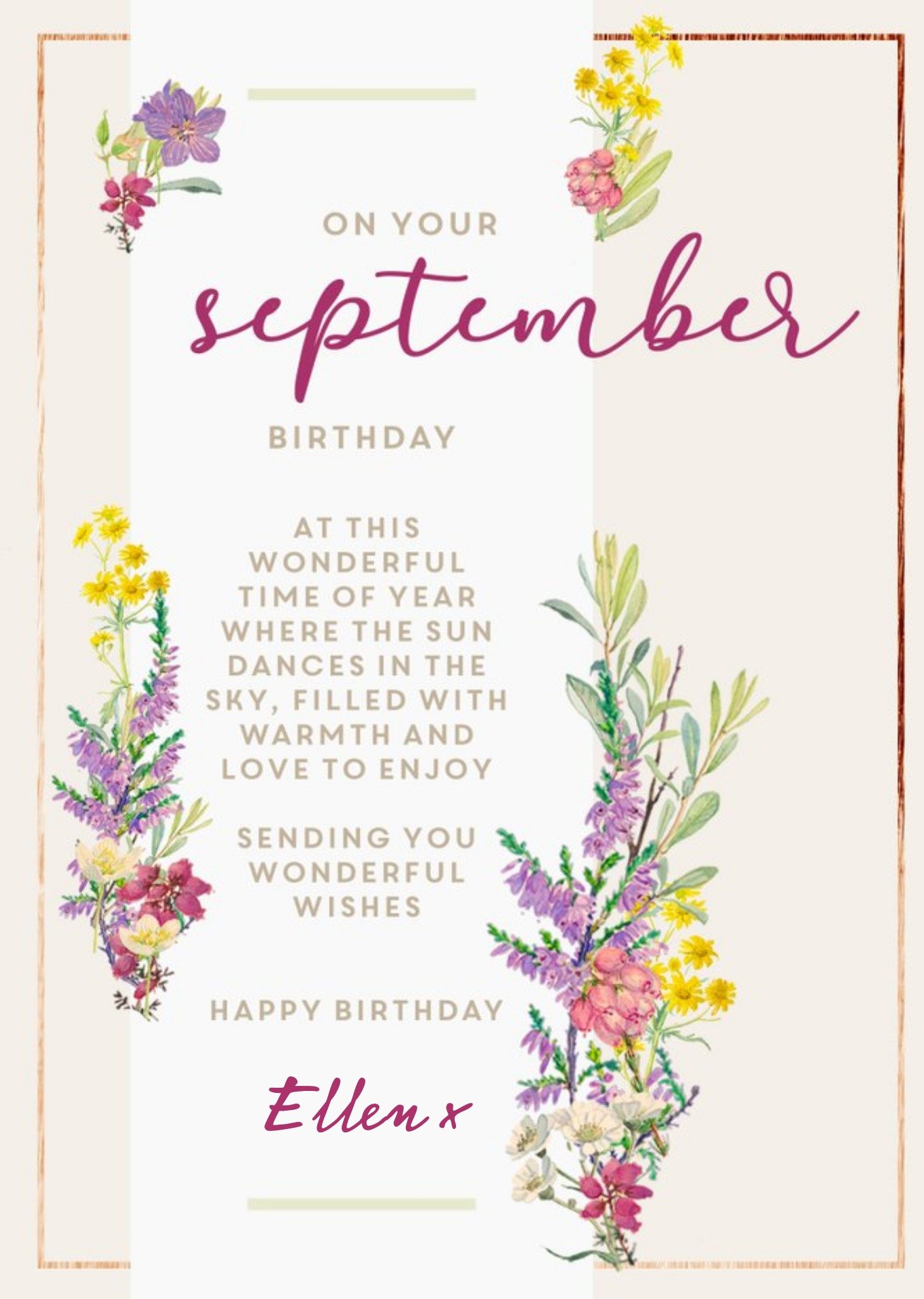 Edwardian Lady On Your September Birthday Card Ecard