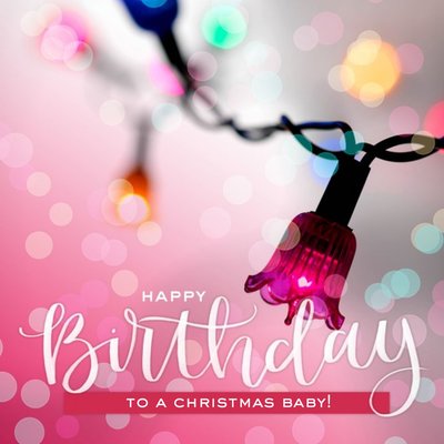 Tree Lights Christmas Baby Personalised Birthday Card