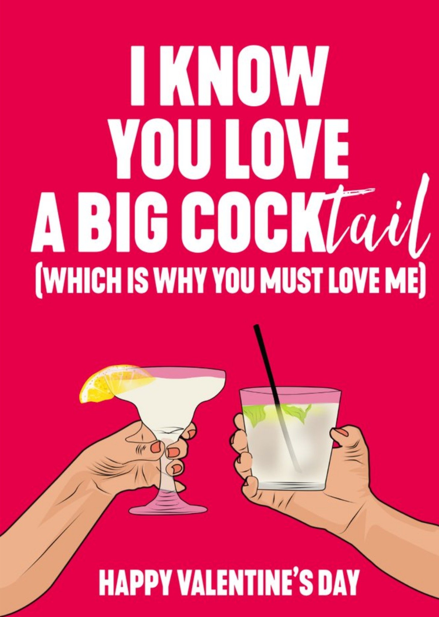 Filthy Sentiments Illustration Of A Toast With Cocktails Funny Valentine's Day Card Ecard