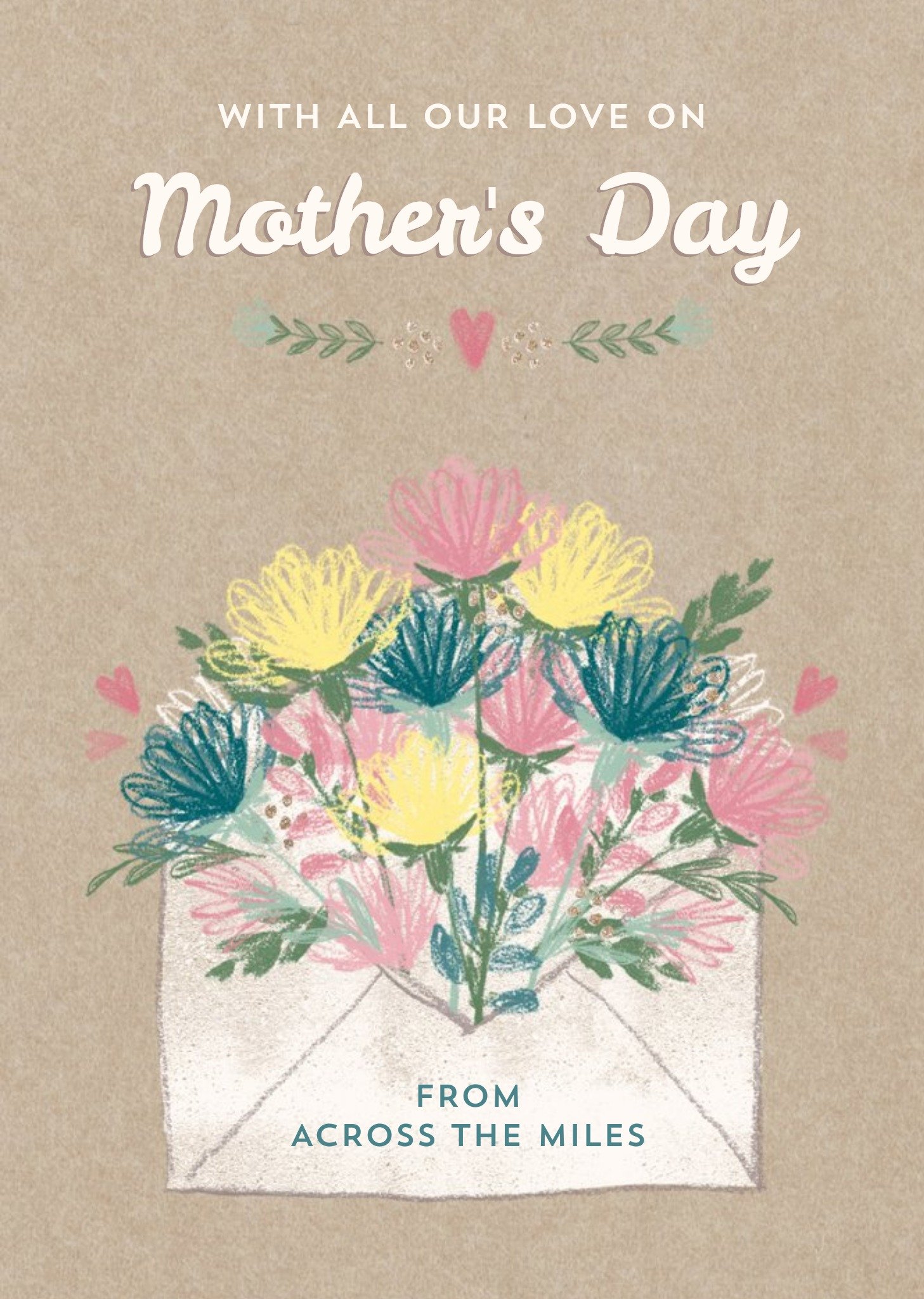 Flowers Sprouting From An Envelope Across The Miles Mother's Day Card Ecard