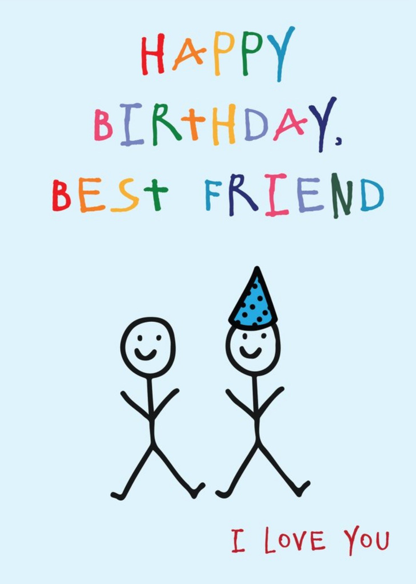 Moonpig Anoela Stick Man Doodle Happy Birthday Best Friend Card Ecard
