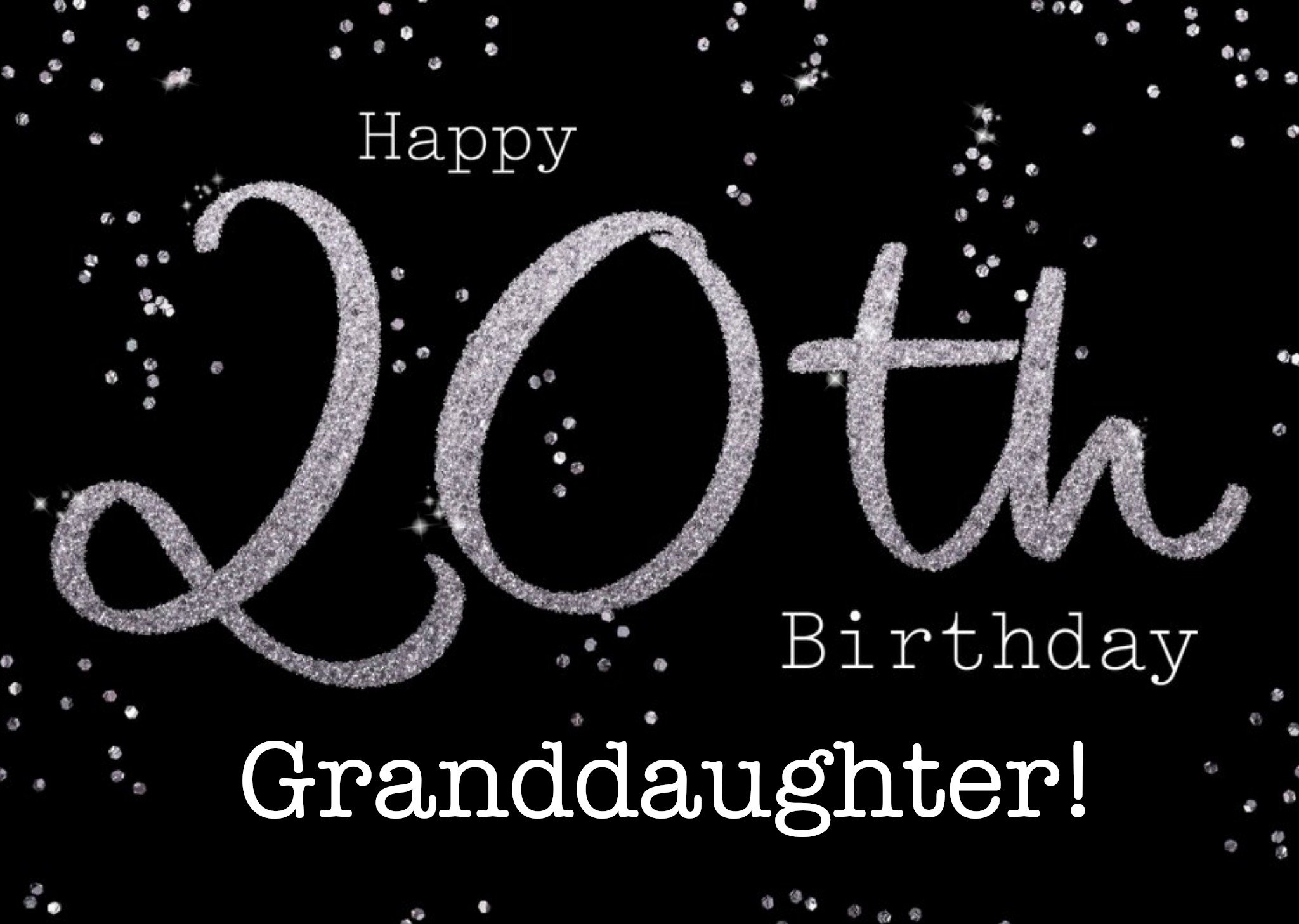 Silver Glitter Typographic Personalised 20th Birthday Card Ecard