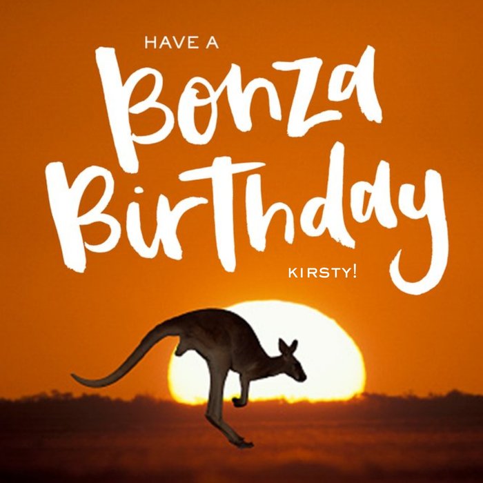 Kangaroo At Sunset Personalised Birthday Card