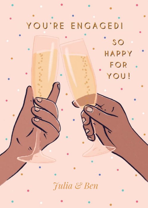 Editable Champagne Flutes Engagement Card