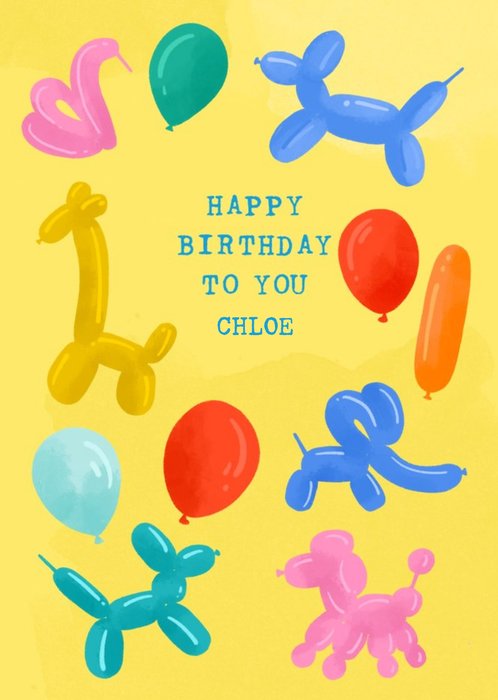 Illustrated Balloons Happy Birthday To You Card