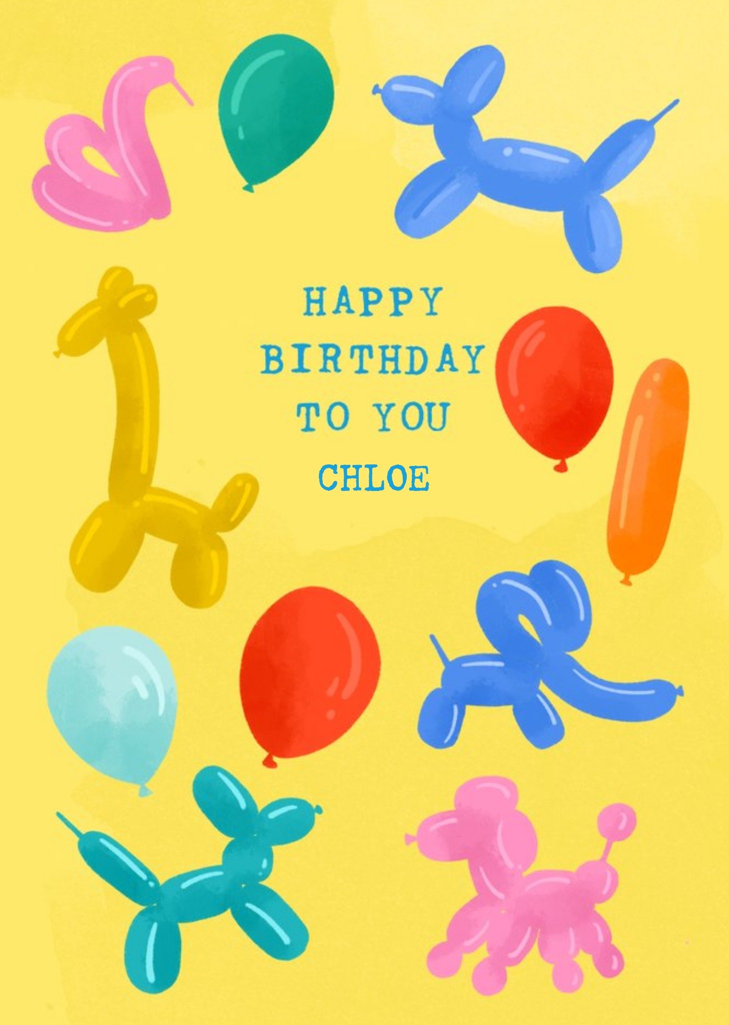 Illustrated Balloons Happy Birthday To You Card Ecard